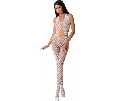 Passion BS065 biely vzorovaný bodystocking