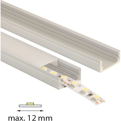 ML-761.001.43.0 Přisazený hliníkový profil PQ, 17x8 mm, včetně mléčného difuzoru, 2,5 m