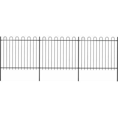 OMAXI Zahradní plot s obloukem nahoře ocelový 504 x 150 cm černý 710976