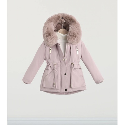 Zimní parka s kožíškem růžová – Zboží Dáma