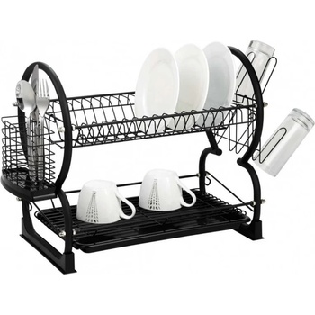 Kinghoff Сушилник за съдове на 2 нива Kinghoff KH 1500, 56.5 cm, Приставки за чаши и прибори, Черен (9999KH1500)