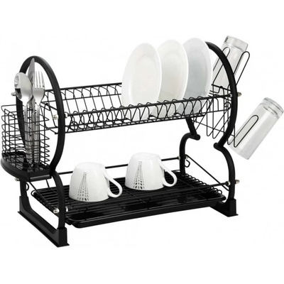 Kinghoff Сушилник за съдове на 2 нива Kinghoff KH 1500, 56.5 cm, Приставки за чаши и прибори, Черен (9999KH1500)