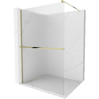 Mexen Kioto+ душ параван с рафт Walk-in 120 x 200 см, ивици, златен - 800-120-121-50-09 (800-120-121-50-09)