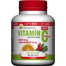Bio Pharma Vitamin C se šipkami 1000 mg FORTE tablet šipky 25 mg + Bioflavonoidy 34 mg 120 tablet