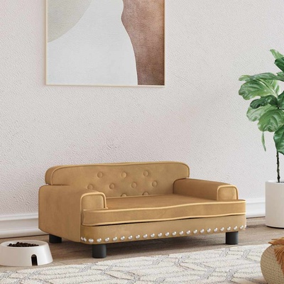 vidaXL Кучешко легло Кафяв 70x45x30 см кадифе (171887)