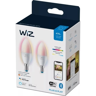 Philips Colors 8719514551275 LED žárovka E14 C37 4,9W/470lm 2200-6500K+RGB svíčka 2-set