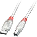 Lindy Кабел Lindy, от USB-A(m) към USB-B(m), 5m, прозрачен (41755)