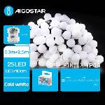 Aigostar - Външна LED гирлянда 25xLED/3xAA/8 режима 2, 8 m IP44 студено бяла светлина (AI1147)