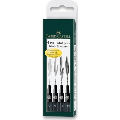 Faber-Castell 167115 Pitt Artist Pen 4 ks XS S F M čierna