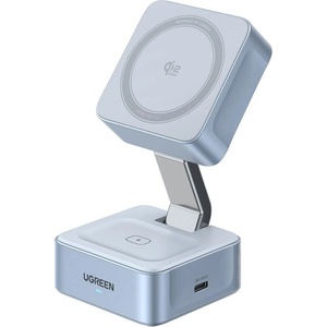 UGREEN Безжично зарядно 2в1 UGREEN W752, Макс мощност 35W, MagFlow 25W Qi2, USB-C, Бял (55960B)