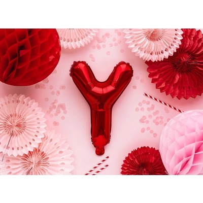 PartyDeco Fóliový balón Mini Písmeno Y 35 cm rudý