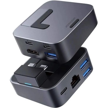 JOYROOM J-Cube 8 in 1 USB-C MacBook Docking Station - мултифункционален хъб за свързване на допълнителна периферия за MacBook Pro (тъмносив)