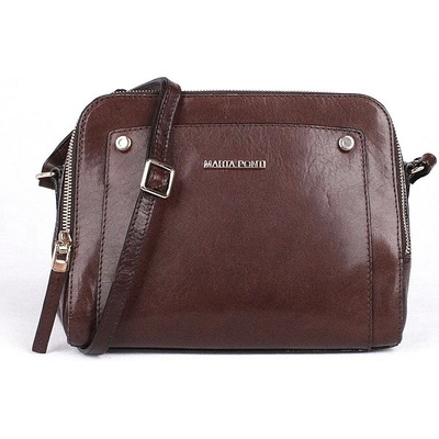Marta Ponti luxusní tmavědámská kožená crossbody kabelka A12 hnědá
