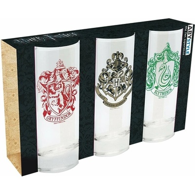 CurePink Sklenice Harry Potter: Set 3 kusů 290 ml