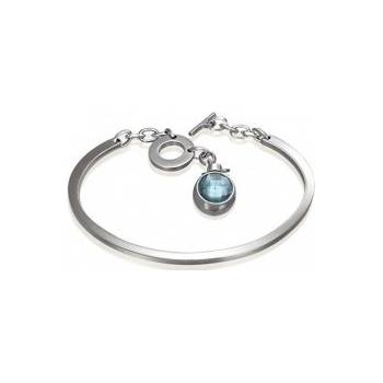 Šperky eshop náramok chirurgická oceľ polkruh s visiacim modrým polodrahokamom AA20.24