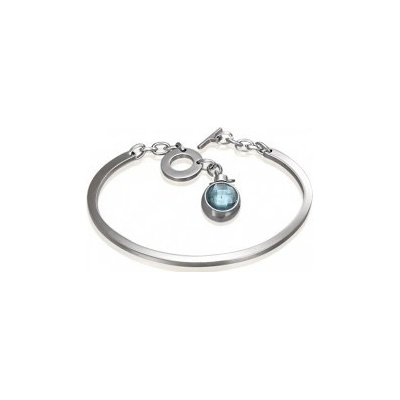 Šperky eshop náramok chirurgická oceľ polkruh s visiacim modrým polodrahokamom AA20.24
