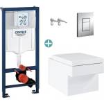 GROHE Комплект казанче Grohe Rapid SL с бутон за активиране Skate Cosmopolitan и тоалетна чиния Grohe Cube Ceramic PureGuard Triple Vortex с плавно затваряне (38772001+3924500H+39488000)