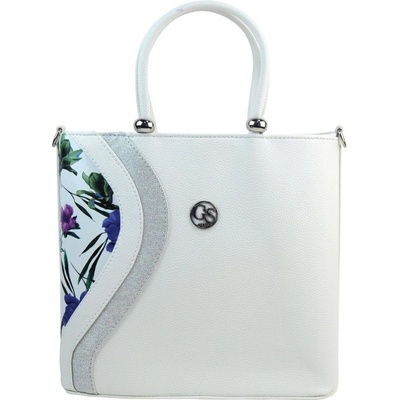 Grosso matná dámska kabelka s decentným kvetinovým vzorom lúčnych kvetov Biela