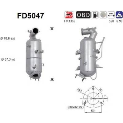 Filtr sazových částic, výfukový systém AS FD5047