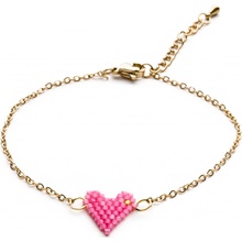 Bangles chirurgická ocel Heart beads pink 1406