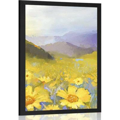 Plakát pole plné sedmikrásek - 40x60 white