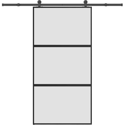 vidaXL Плъзгаща се врата с обков 102, 5x205 см Закалено стъкло&Алуминий (3332940)