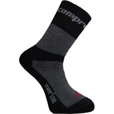 Compressox CSX-MEDVĚD vlněné merino ponožky černá/šedá