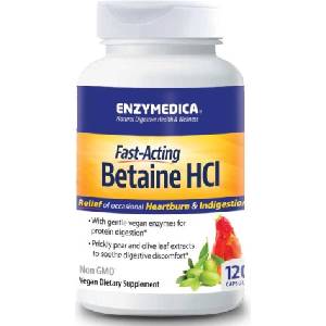 Enzymedica Fast-Acting Betaine HCl - 120 вег. капсули