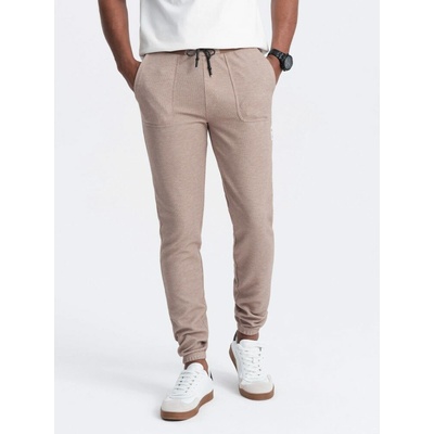Trendy kávové pletené tepláky V2 PASK-0211