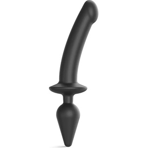 Strap On Me Semi-Realistic Switch Plug-in 2in1 Dildo & Butt Plug Black XXL