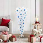 vidaXL С изкуствено коледно дърво с поставка Бяло 120 cm PVC и стомана (3426695)