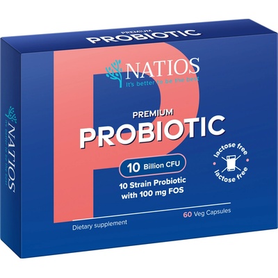 Natios Premium Probiotic Probiotiká s FOS 10 miliárd CFU 10 kmeňov 60 veg kapsúl