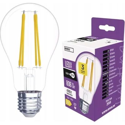 Emos LED žiarovka Filament A60 5,9 W E27 neutrálna biela