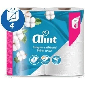 Alint Тоалетна хартия, Alint, Velvet Touch, 3 слоя, 4 ролки (5944570021933)