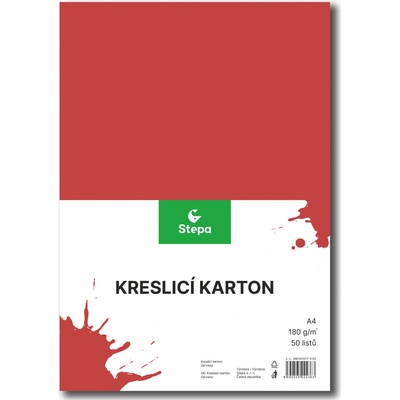 Stepa kreslicí karton barevný A4 50ks červený