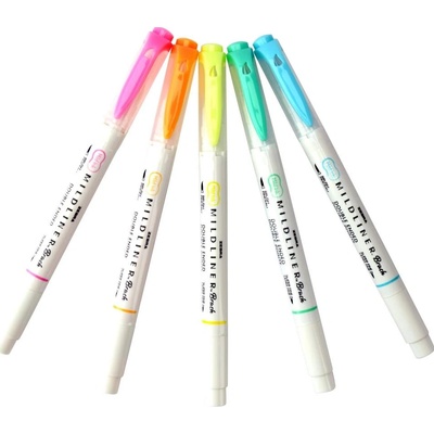 ZEBRA MILDLINER - BRUSH PEN sada 5 ks / FLUORESCENT