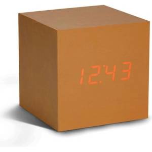 Gingko Design GINGKO Часовник с термометър CUBE - цвят мед с червени цифри (Gingko-GK08R9) Будилник