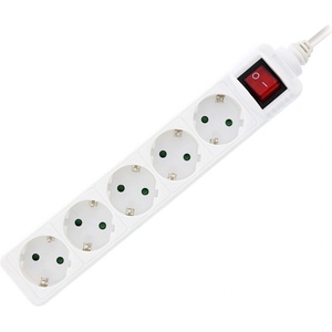 Xmart Разклонител с ключ Xmart GNB-05K, 5 гнезда, 1.5 м, Бял (7261)