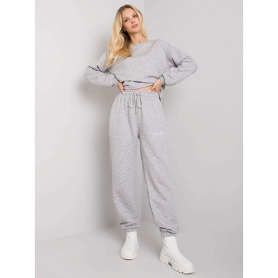 Rue Paris dámské prošívané tepláky s nápisem rv-dr-7445.03x-gray