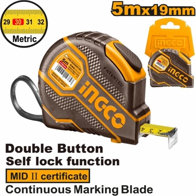 Ingco Metr svinovací Selflock 5 m x 19 mm HSMT080521E