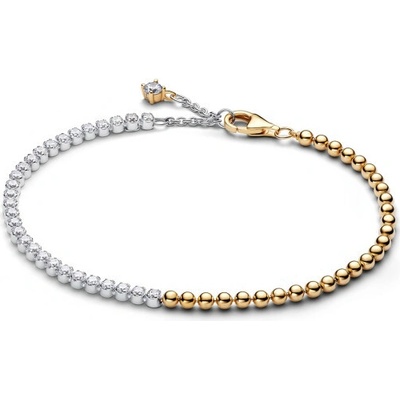 PANDORA Signature strieborný a pozlátený náramok s korálkovým motívom 564820C01