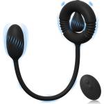 SuperLove Vibrating Cock Ring Dual Motor Prostate Massager with Remote Black