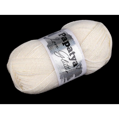 Pletací příze Papatya Love Glitter 100 g, střední, 2 (1200) krémová světlá AB