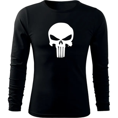 DRAGOWA FIT-T Тениска с дълъг ръкав Punisher, черна, 160 г/м2 (3785)