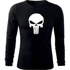 DRAGOWA FIT-T Тениска с дълъг ръкав Punisher, черна, 160 г/м2 (3785)