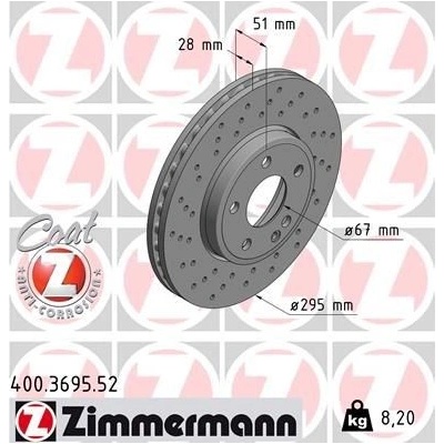 Brzdový kotúč (cena za 1ks) ZIMMERMANN 400.3695.52