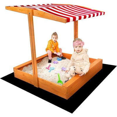 BABY MIX Drevené Pieskovisko So Strieškou 120x120 cm-bielo-modrá