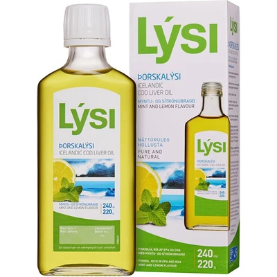 Lysi Омега-3 - масло от черен дроб на исландска риба треска - Осигурява витамини А & D3, 2160 mg, 240 ml с вкус на лимон и мента (862885 LYSI)