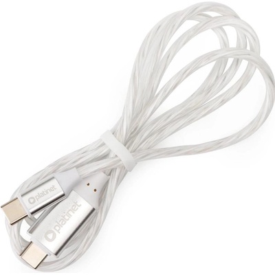 Platinet PL0552 USB, USB-C / USB-C konektor s LED podsvietením 60W, 1m, bílý