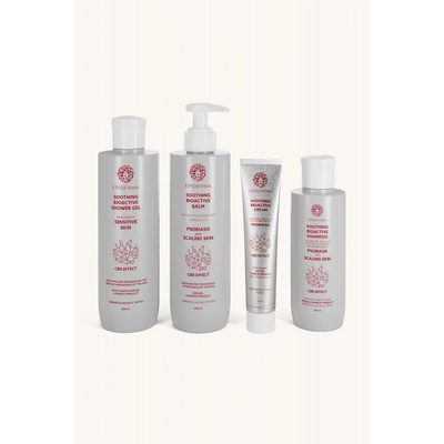 Epiderma Bioaktivní kosmetika CBD balzám při lupénce 300 ml + CBD krém při lupénce 75 ml + CBD šampón při lupénce 200 ml + CBD sprchový gel při lupénce 300 ml dárková sada